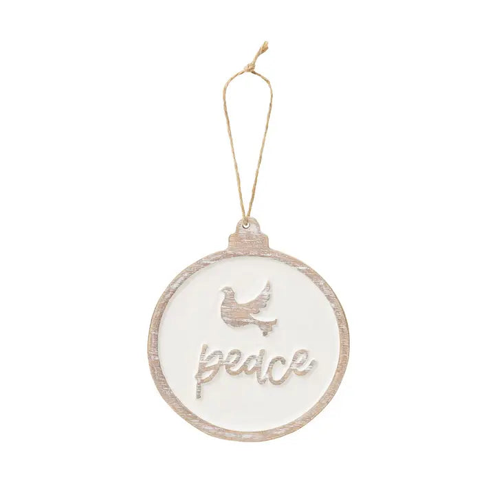 Peace Carved Christmas Ornament