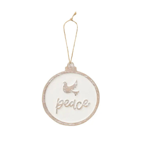 Peace Carved Christmas Ornament