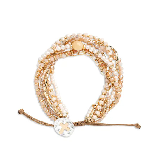Beaded Prayer Bracelet - Champagne