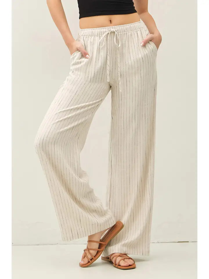 Linen Blend Wide Leg Pants
