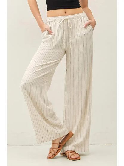 Linen Blend Wide Leg Pants
