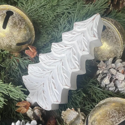 Large White Carved Christmas Tree