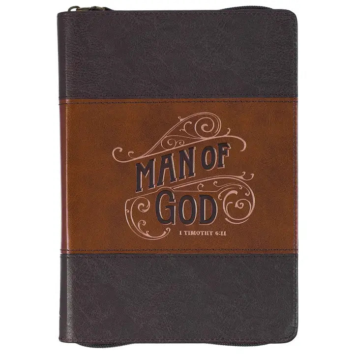 Journal Classic Zip Brown Two-Tone Man of God 1 Tim. 6:11
