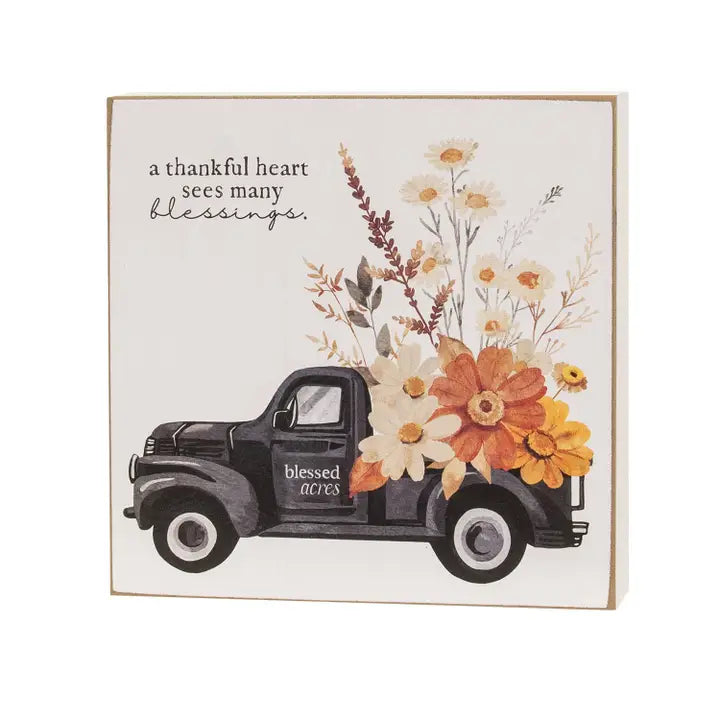 A Thankful Heart Fall Floral Box Sign