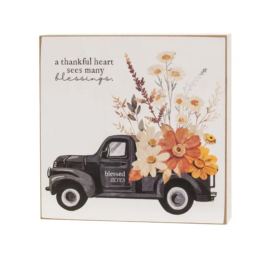 A Thankful Heart Fall Floral Box Sign