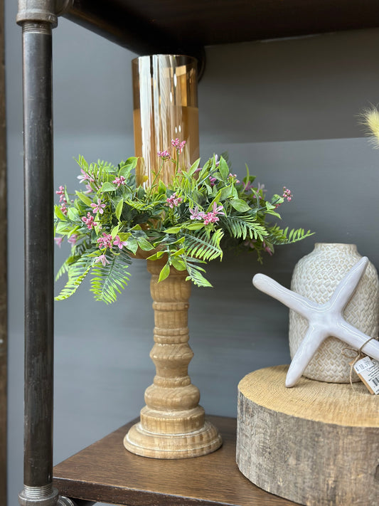9” Aged Wood Pillar Candle Stick