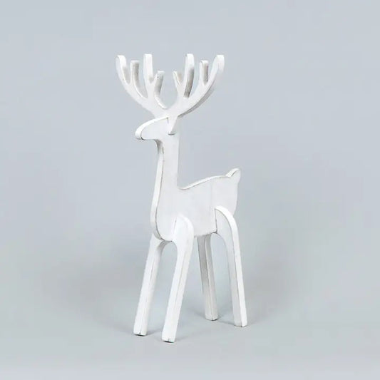 Large White Wood Reindeer