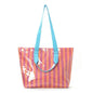 Large Striped Vinyl Tote Bags with Shoulder Strap