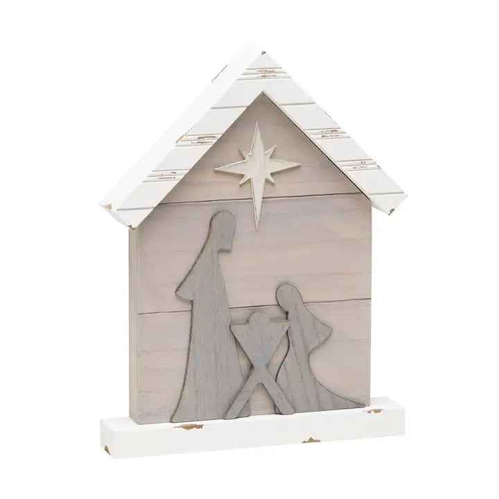 Gray Wash Christmas Nativity Scene