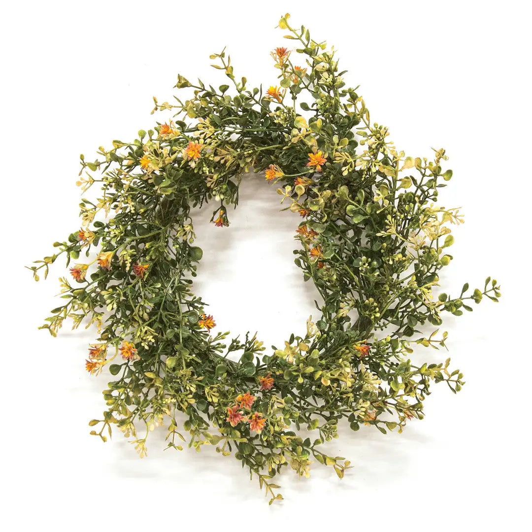 Golden Fall Buds & Baby's Grass Candle Ring, 6.5"