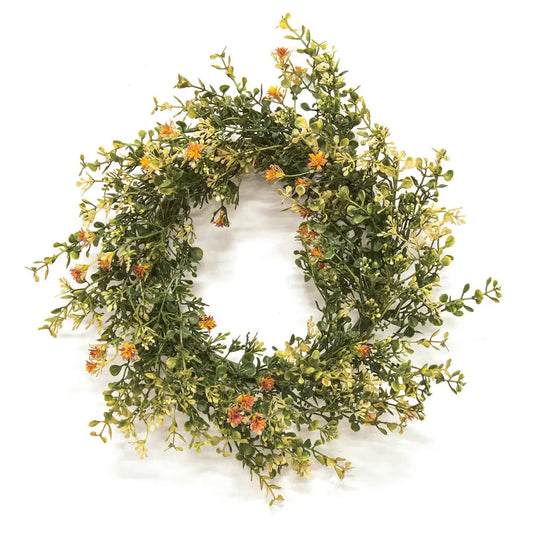 Golden Fall Buds & Baby's Grass Candle Ring, 6.5"
