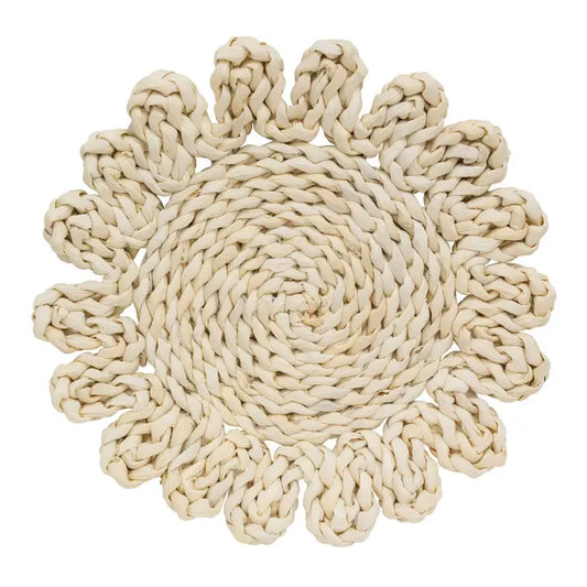 Corn Husk Flower Shape Candle Mat