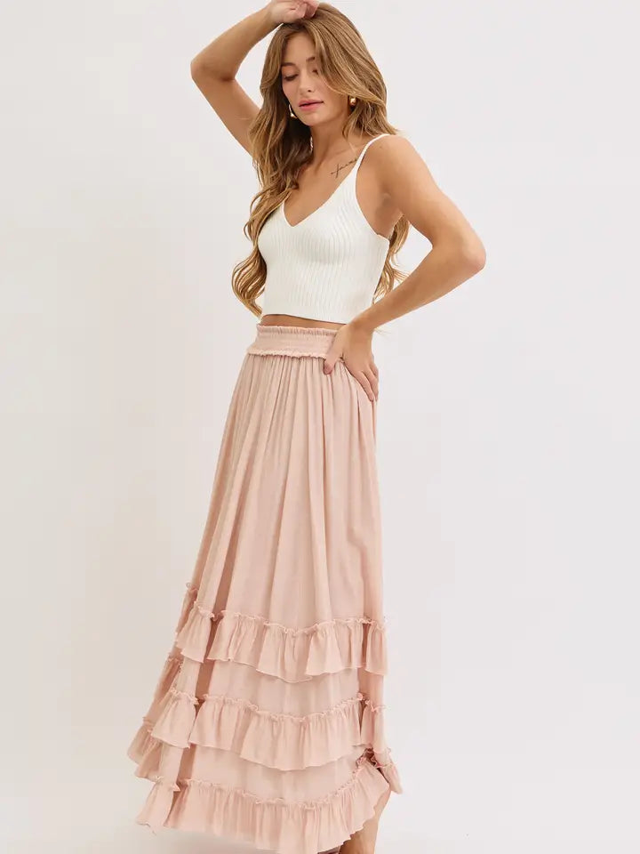 Flowy Tiered Ruffle Maxi Skirt