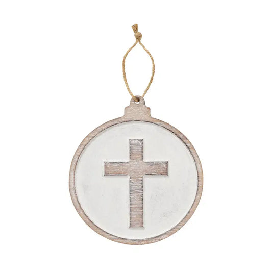 Carved Cross Christmas Ornament