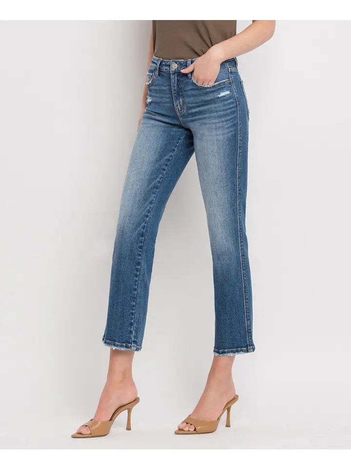 High Rise Crop Straight Jeans