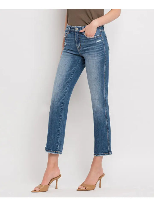 High Rise Crop Straight Jeans