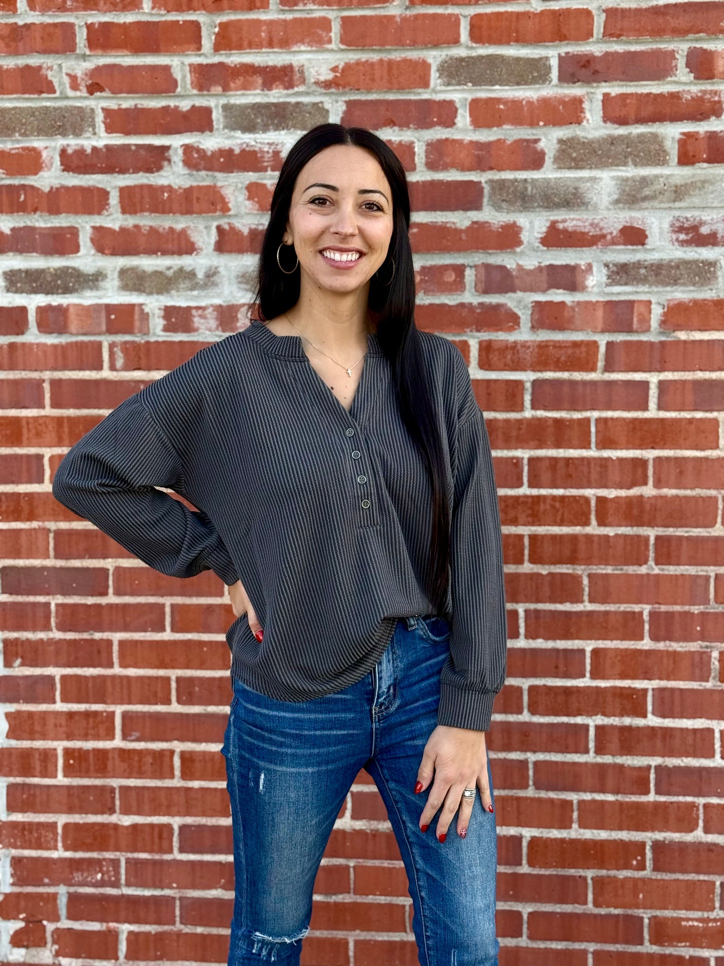 Washed Ribbed Henley