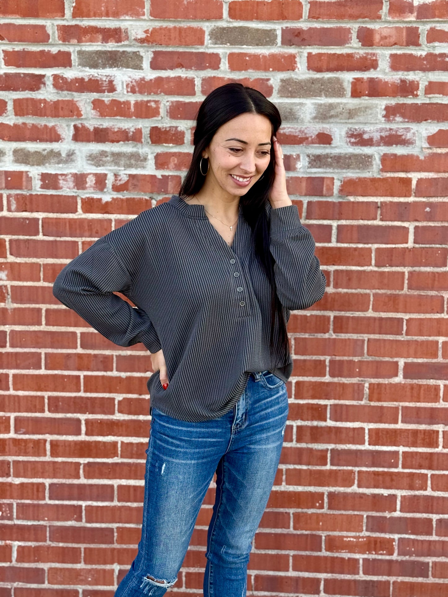 Washed Ribbed Henley