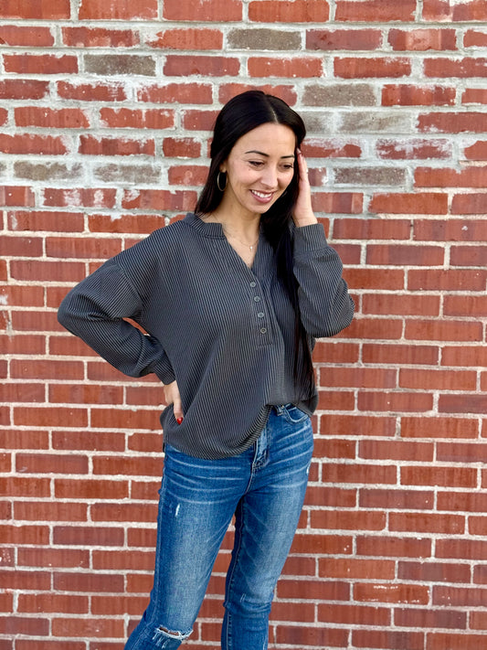 Washed Ribbed Henley