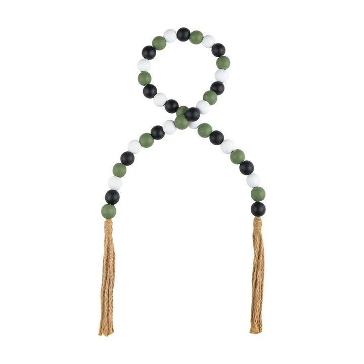 Black/Green/White Beaded Tassel