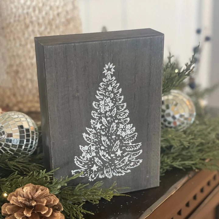 Glitter Spruce Black Wood Block