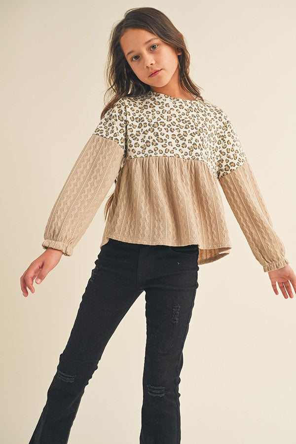 Cheetah Print Cable Knit Top