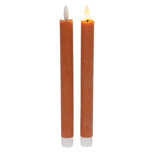 2/Set - Orange Wax Timer Tapers - 10"H