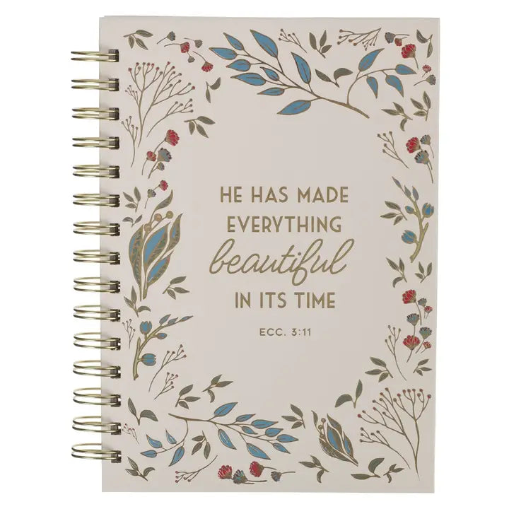 Journal Wirebound Ivory Floral Everything Beautiful Ecc 3:11