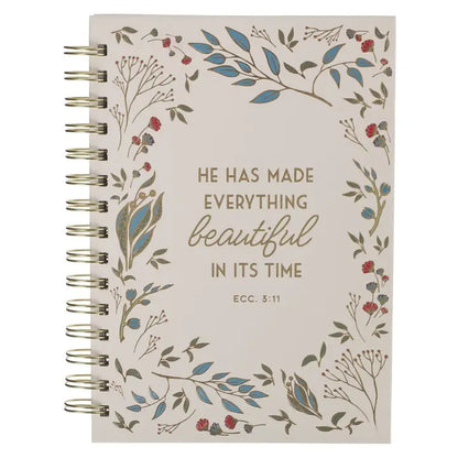 Journal Wirebound Ivory Floral Everything Beautiful Ecc 3:11