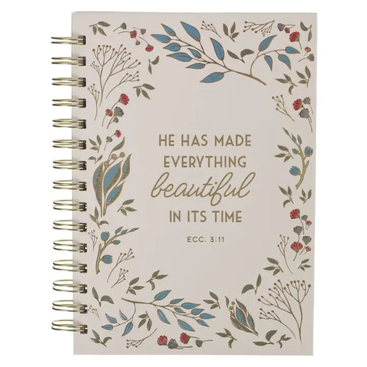 Journal Wirebound Ivory Floral Everything Beautiful Ecc 3:11