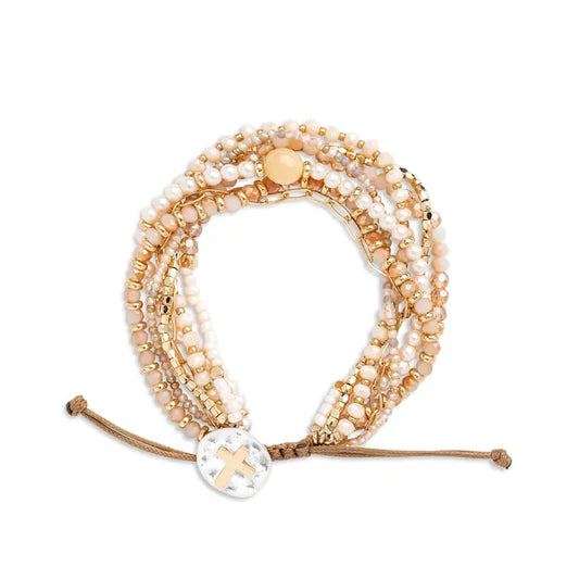 Beaded Prayer Bracelet- Champagne