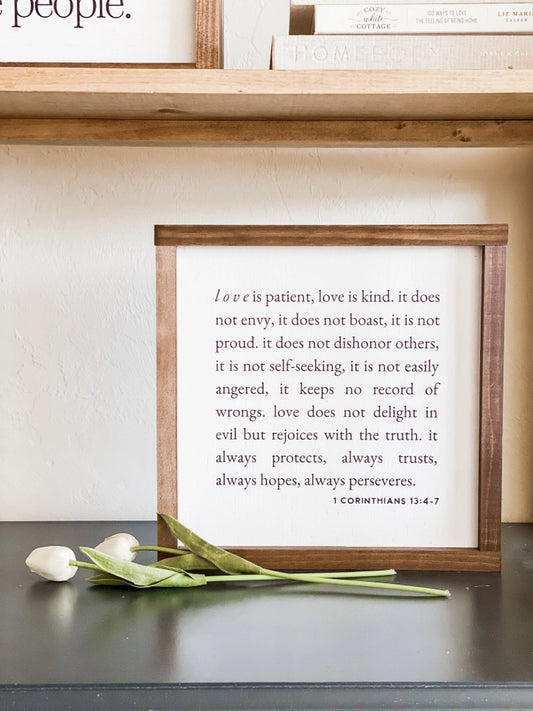 1 Corinthians 13 Wood Sign