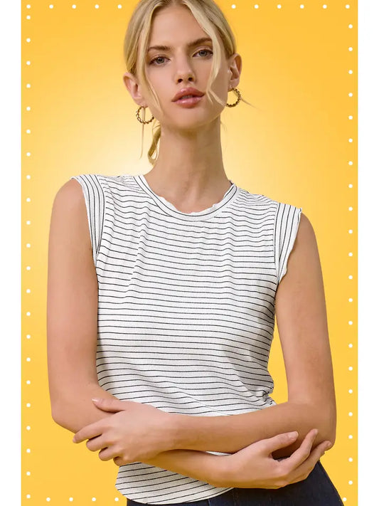 Ruffle Sleeve Stripe Tank Top
