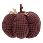 Burgundy Waffle Weave Pumpkin W/Burlap Leaves - 6" Dia.