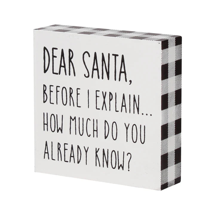 Dear Santa Block Sign