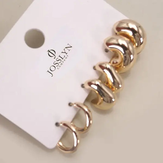 Bubble Hoop Huggie Trio Earrings