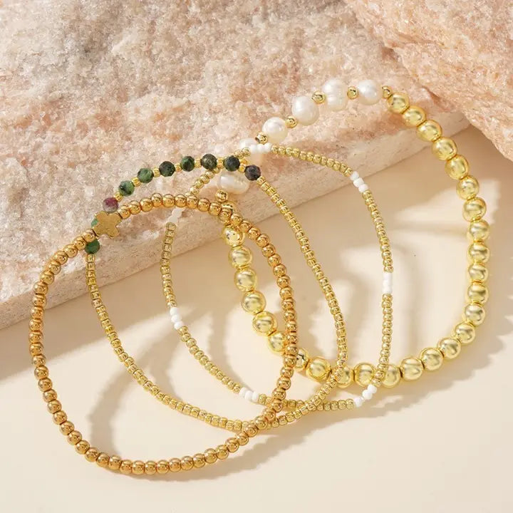 Jade Multi Ball Stretch Bracelets