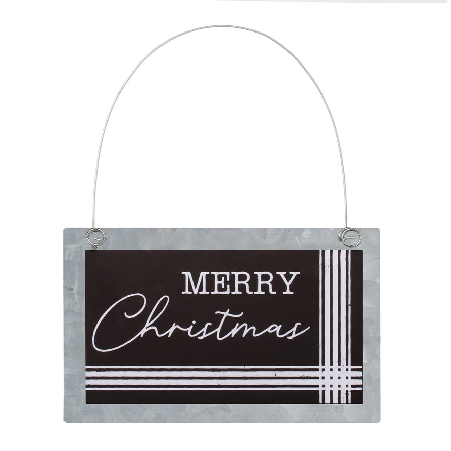 Merry Christmas Black Tin Ornament