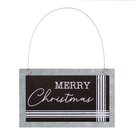 Merry Christmas Black Tin Ornament