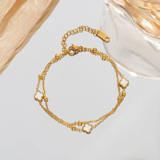 18K Stainless Steel Tarnish Free Clover Bracelet