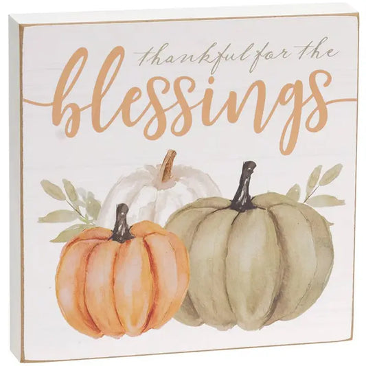 Blessings Pumpkin Watercolor Box Sign