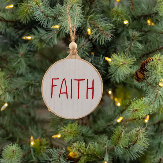 White Faith Wood Ornament