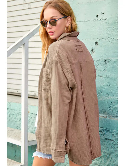 Crinkled Gauze Button Down Shirt