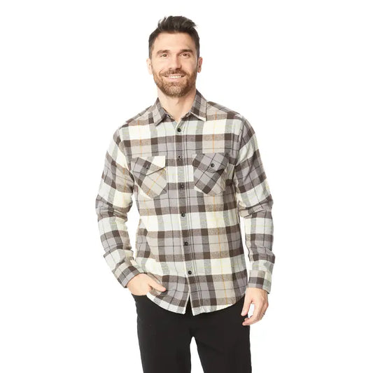 Men's Flannel Button Up- Cream