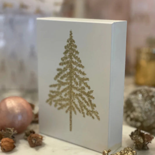 White & Gold Glitter Pine Box Sign