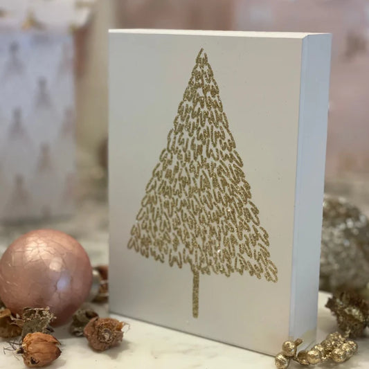 White & Gold Glitter Tree Box Sign