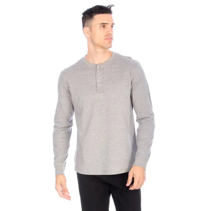 Long Sleeve Henley- Gray