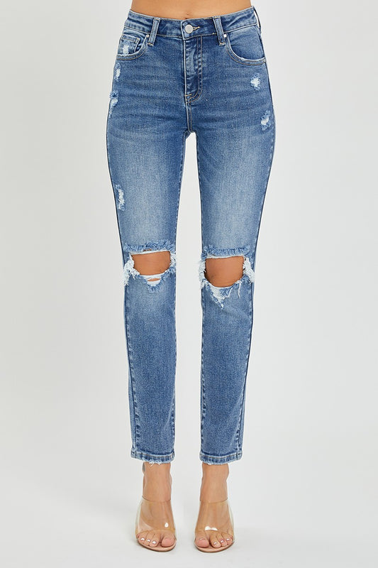 High Rise Distressed Knee