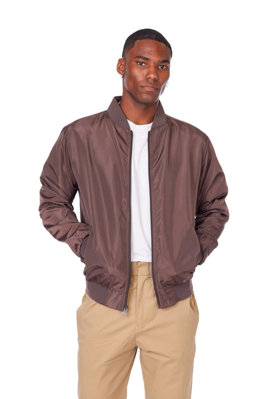 Men's Bomber Jacket-Coffee