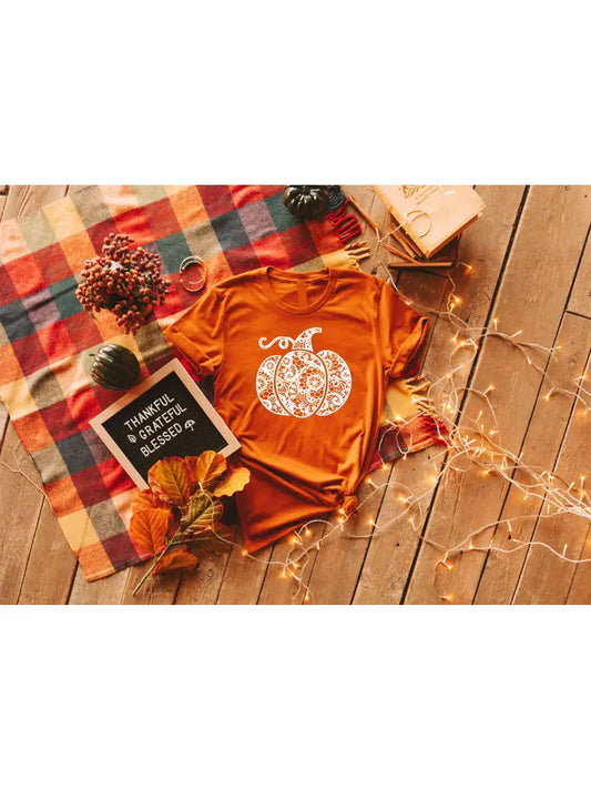 Lace Pumpkin Orange Graphic Tee